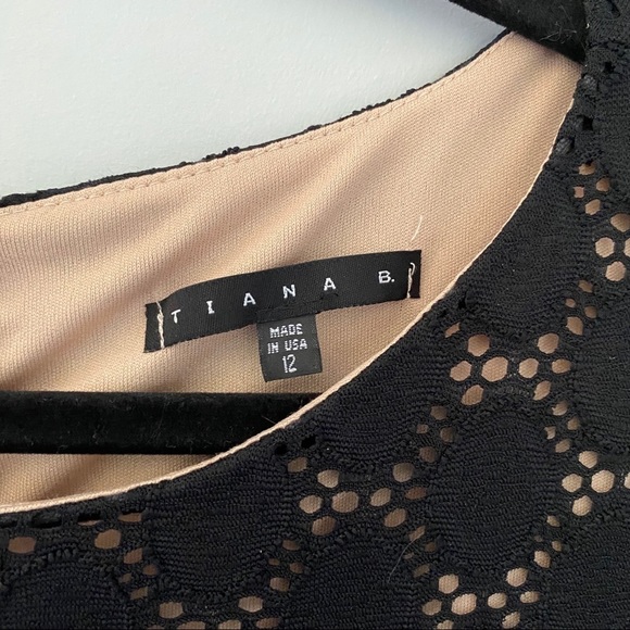 Tiana B. Black & Nude Lace Women's Midi Dress - Picture 3 of 11